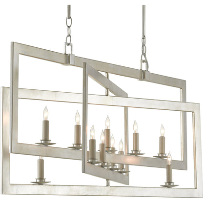 Middleton Rectangular Chandelier by Currey and Company. Made from wrought iron in a modern style.