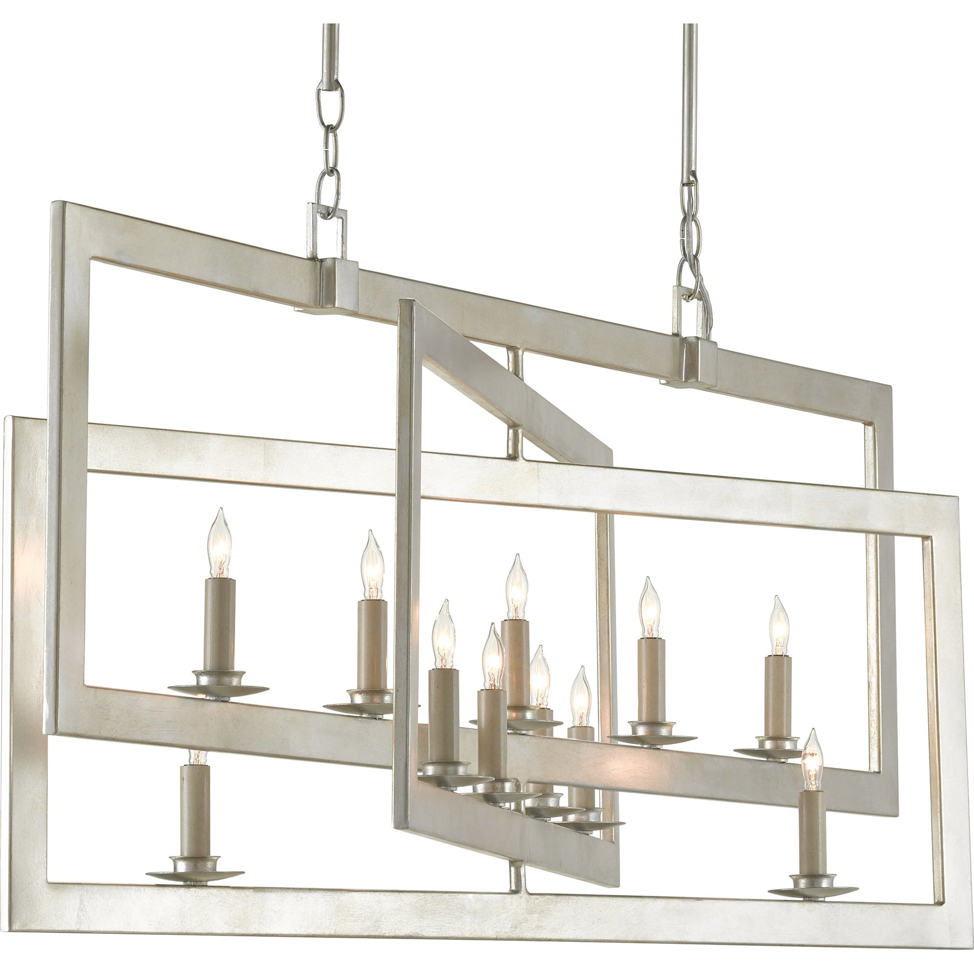 Middleton Rectangular Chandelier by Currey and Company. Made from wrought iron in a modern style.