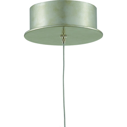 Catrice Pendant by Currey and Company in painted silver, contemporary silver leaf, natural shell. Made from capiz shell, wrought iron in a coastal style.