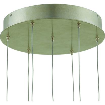 Catrice Pendant by Currey and Company in painted silver, contemporary silver leaf, natural shell. Made from capiz shell, wrought iron in a coastal style.