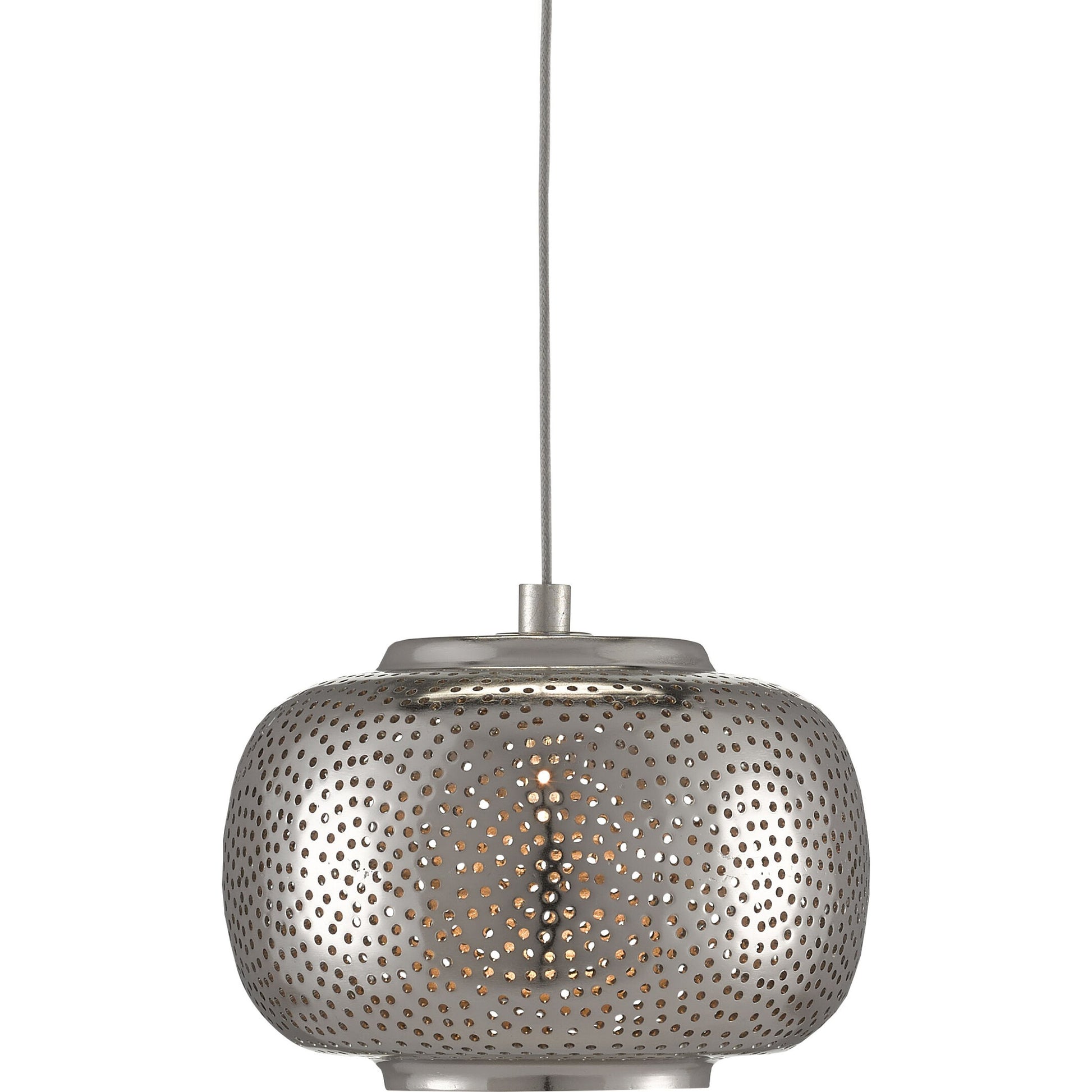 Pepper Pendant by Currey and Company in painted silver, nickel. Made from metal in a modern style.