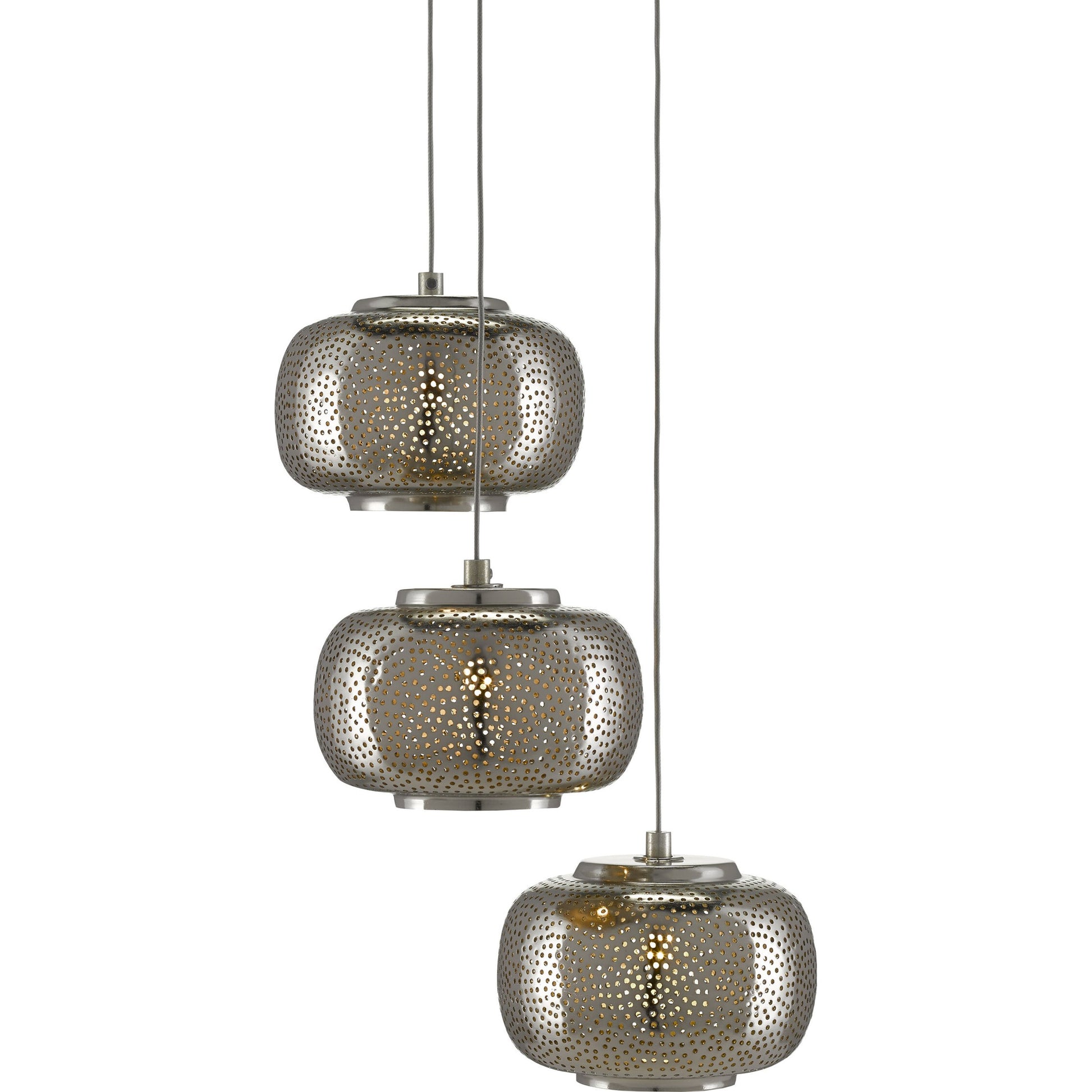 Pepper Pendant by Currey and Company in painted silver, nickel. Made from metal in a modern style.