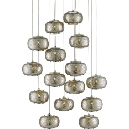 Pepper Pendant by Currey and Company in painted silver, nickel. Made from metal in a modern style.