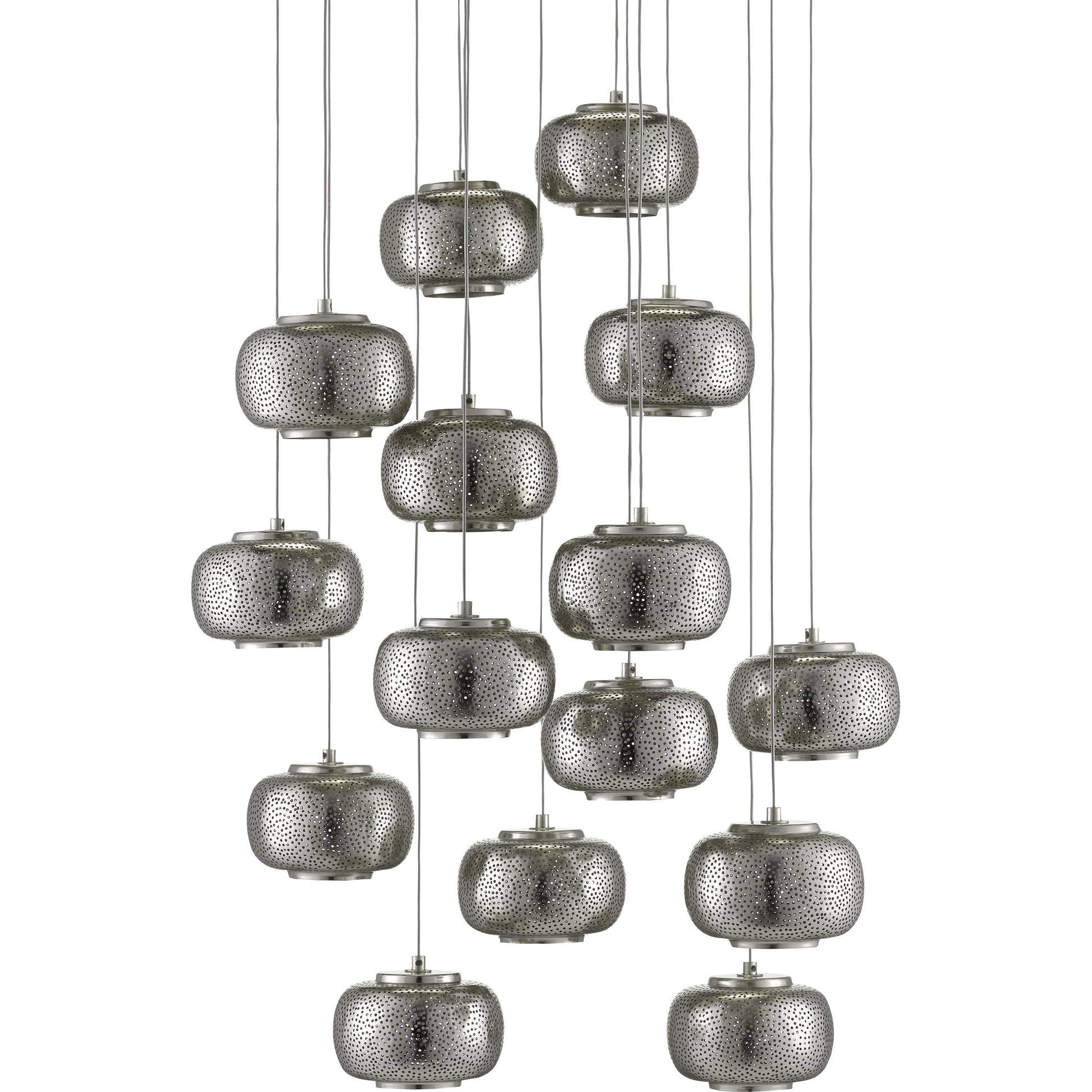 Pepper Pendant by Currey and Company in painted silver, nickel. Made from metal in a modern style.