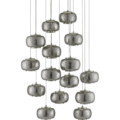 Pepper Pendant by Currey and Company in painted silver, nickel. Made from metal in a modern style.