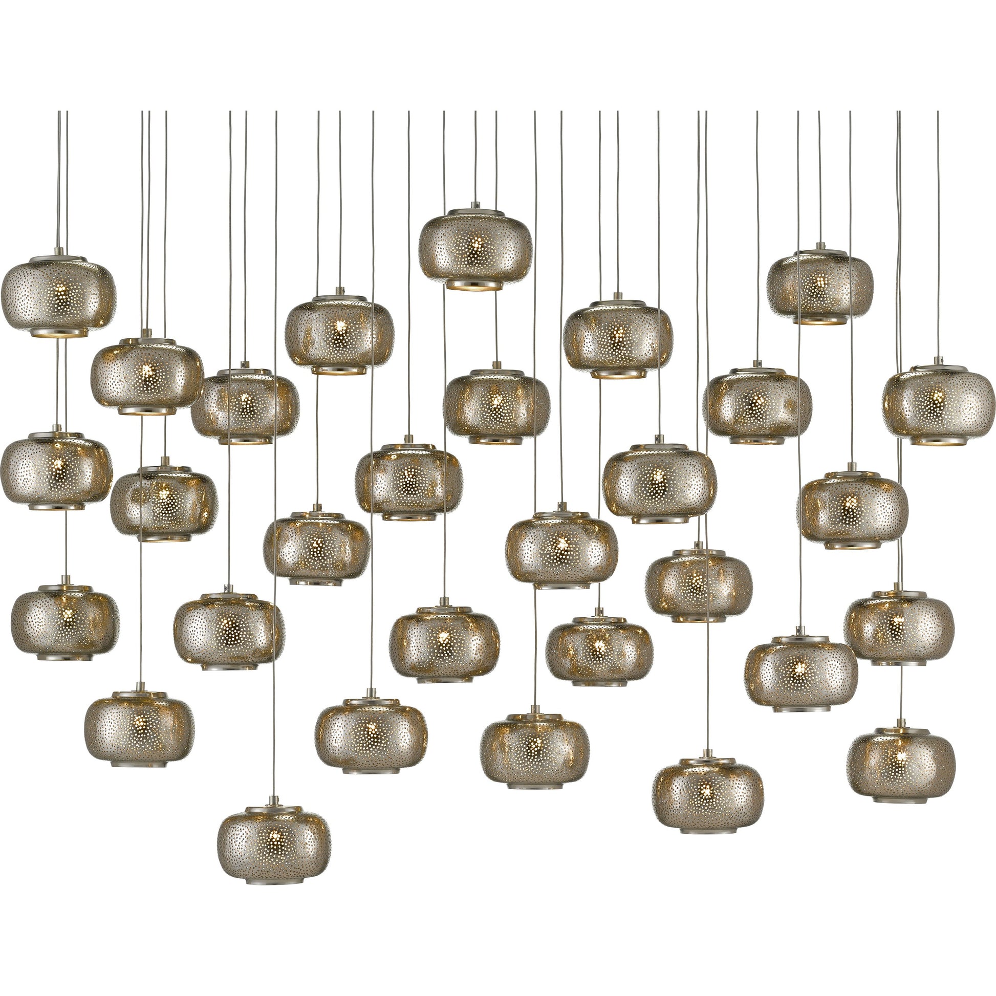 Pepper Linear Pendant by Currey and Company in painted silver, nickel. Made from metal in a modern style.