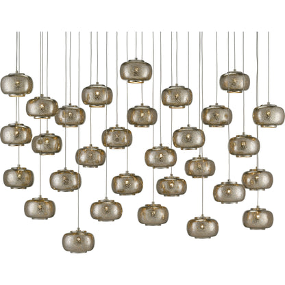 Pepper Linear Pendant by Currey and Company in painted silver, nickel. Made from metal in a modern style.