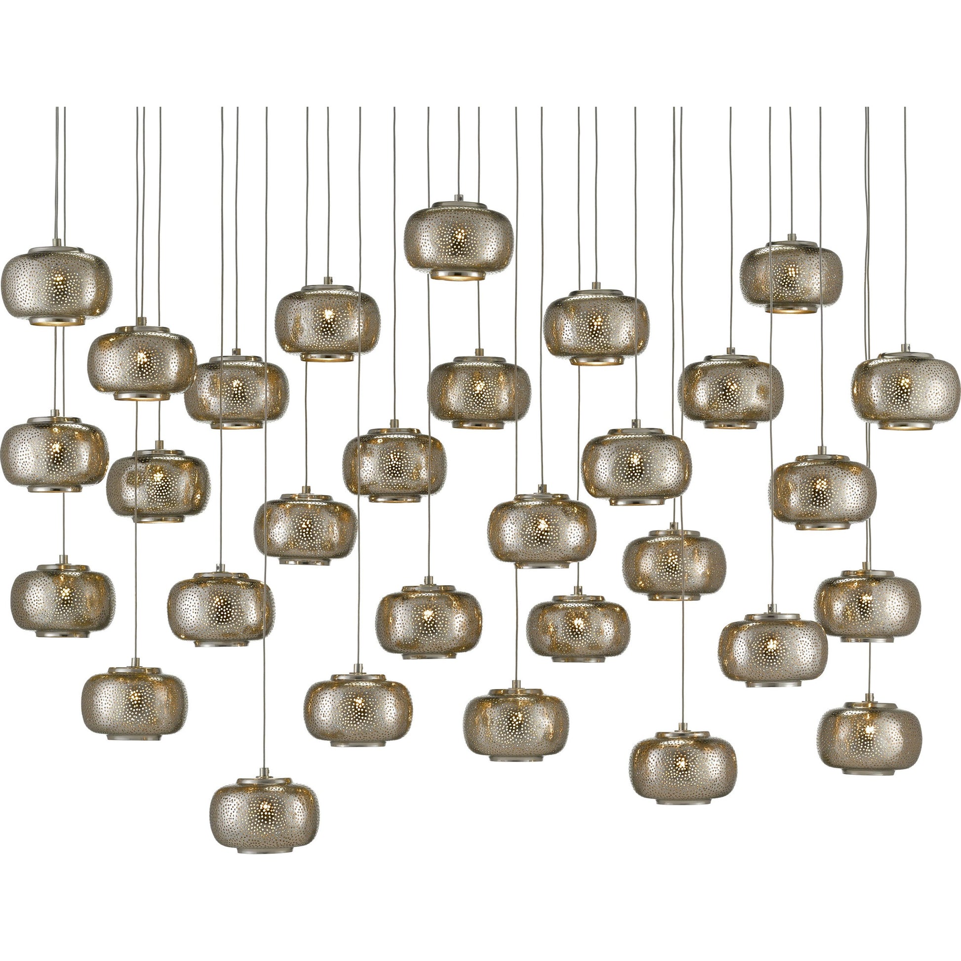 Pepper Linear Pendant by Currey and Company in painted silver, nickel. Made from metal in a modern style.