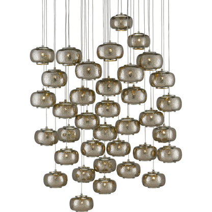 Pepper Pendant by Currey and Company in painted silver, nickel. Made from metal in a modern style.