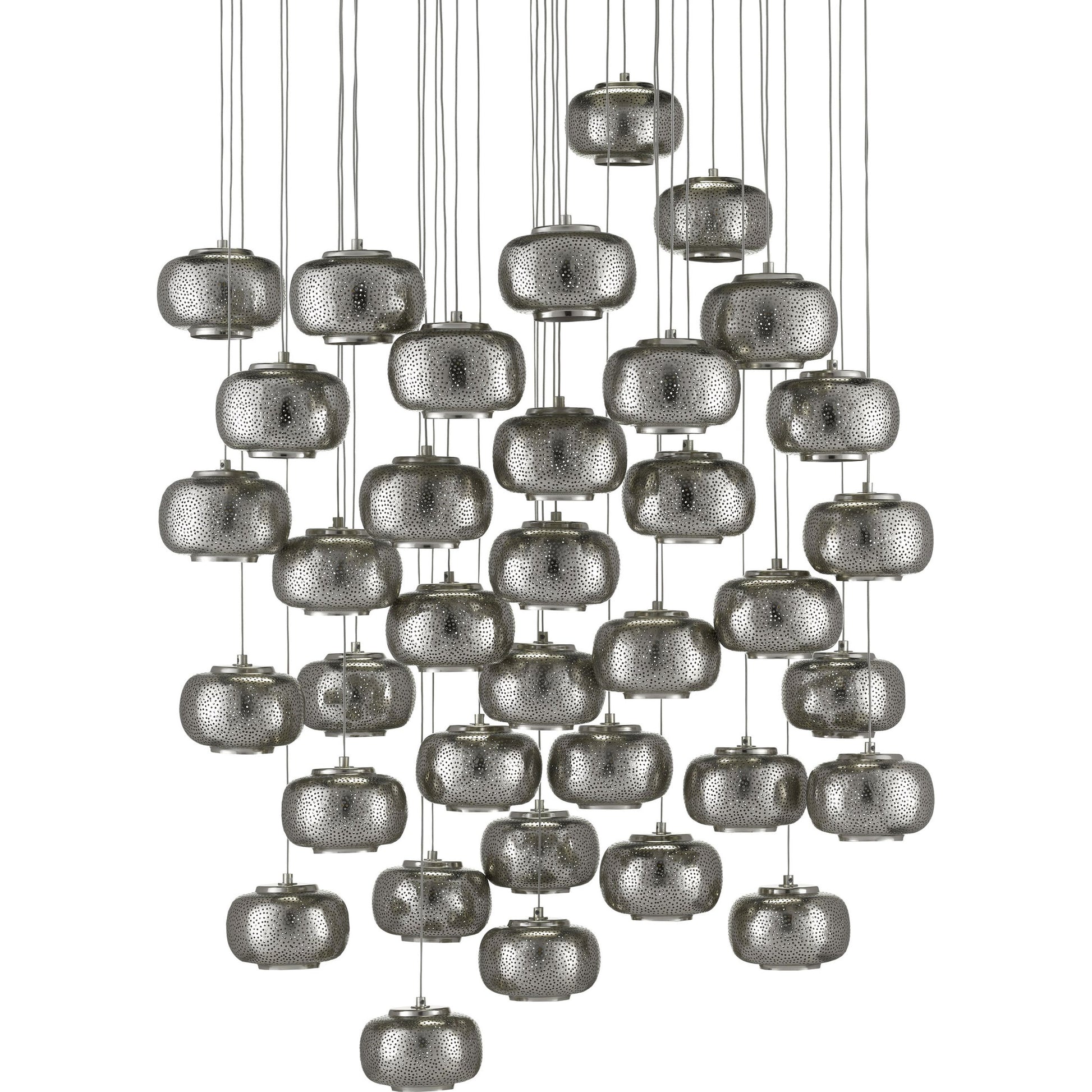 Pepper Pendant by Currey and Company in painted silver, nickel. Made from metal in a modern style.