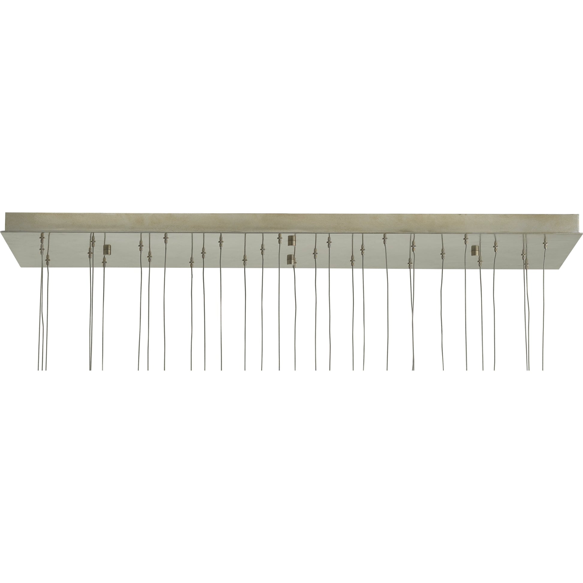 Birds Nest Linear 30-LIGHT Multi-Drop Pendant by Currey and Company in painted silver, clear. Made from metal, glass bead in a modern style.