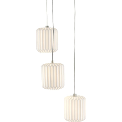 Dove Pendant by Currey and Company in painted silver, white. Made from metal, ceramic in a modern style.