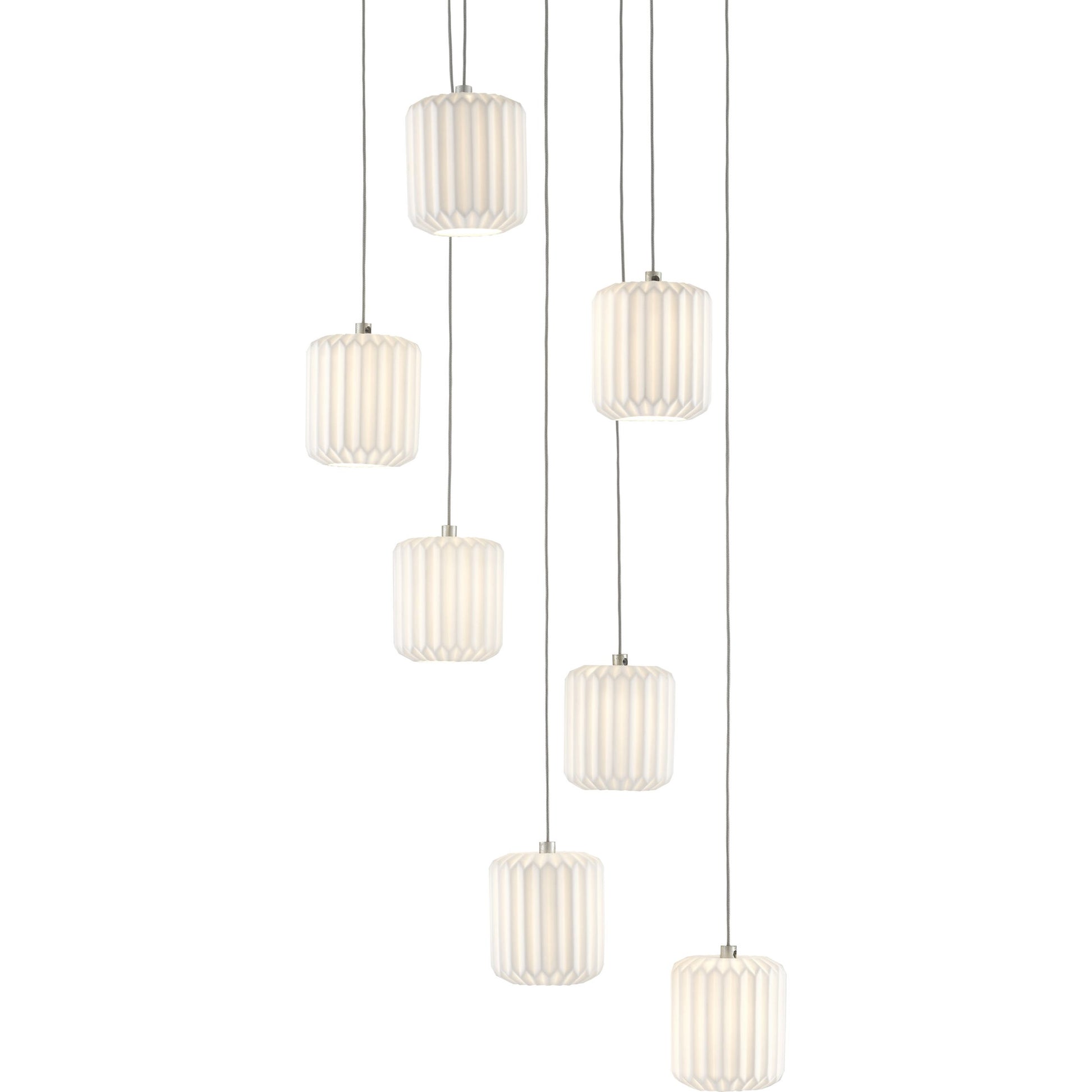 Dove Pendant by Currey and Company in painted silver, white. Made from metal, ceramic in a modern style.