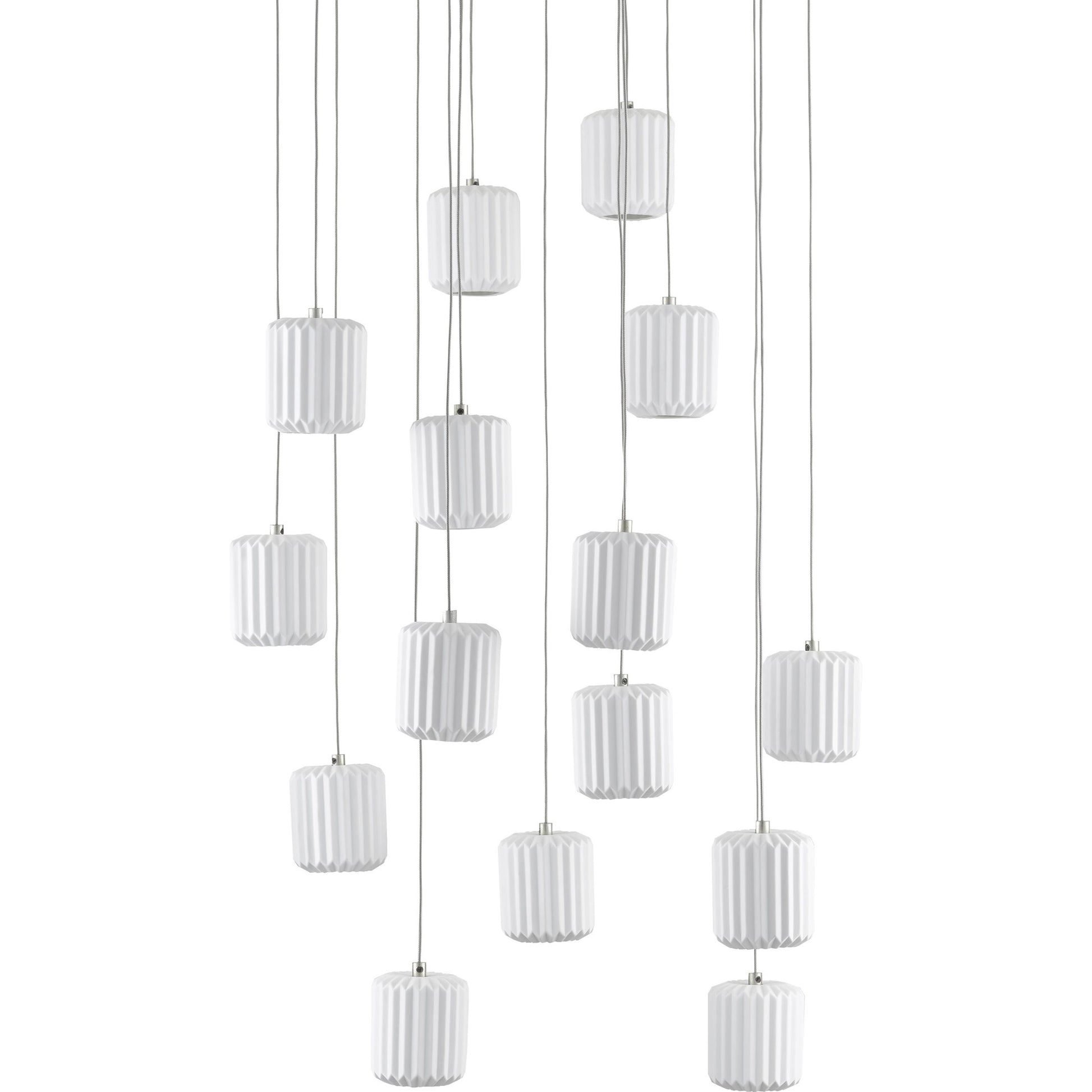 Dove Pendant by Currey and Company in painted silver, white. Made from metal, ceramic in a modern style.