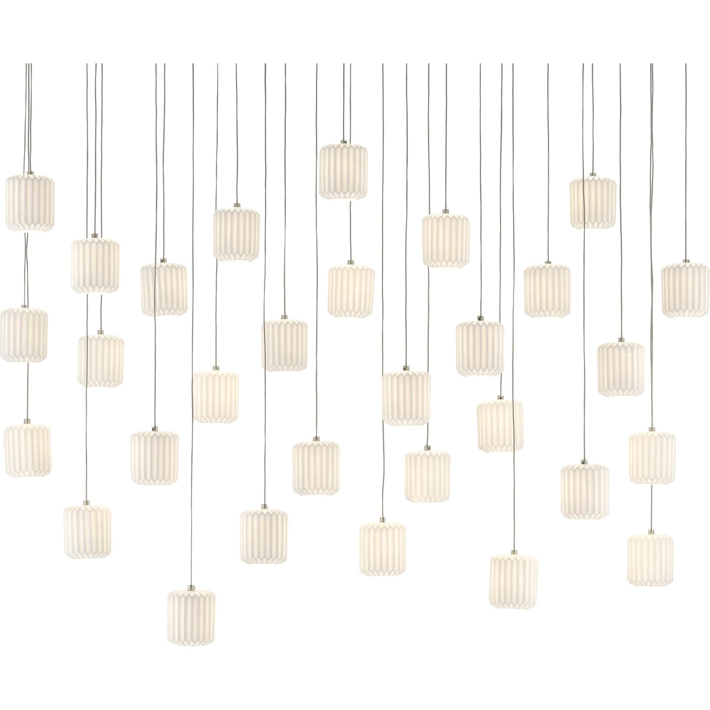 003 SR-890101 | Additional Silo | Dove Linear Pendant by Currey and Company in painted silver, white. Made from metal, ceramic in a modern style.