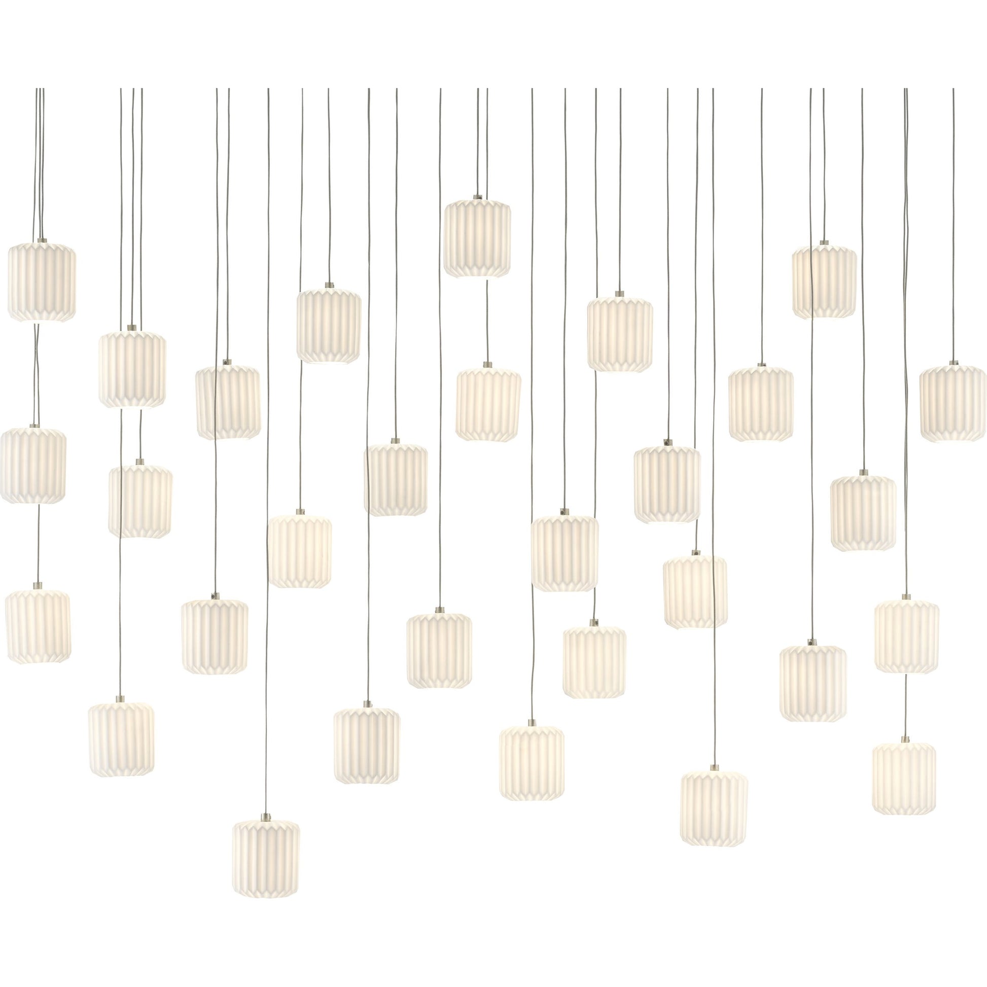 Dove Linear Pendant by Currey and Company in painted silver, white. Made from metal, ceramic in a modern style.