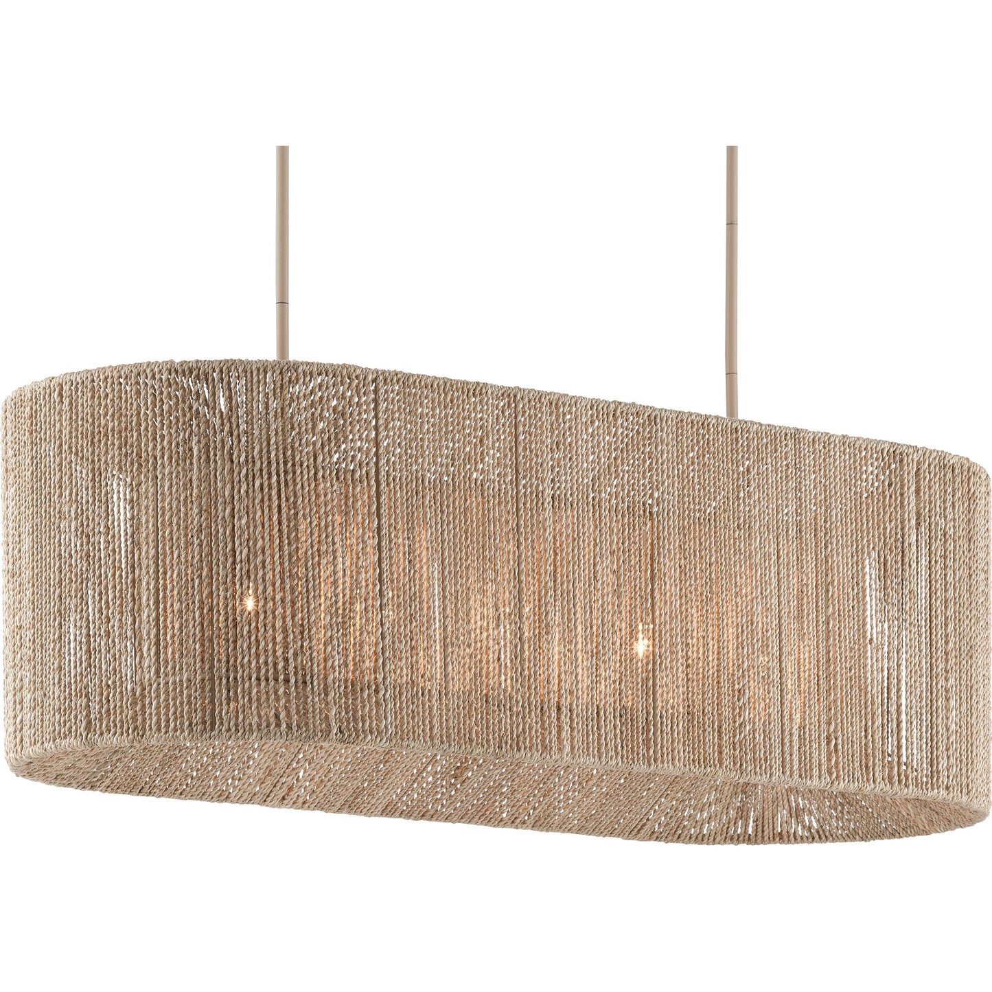 004 SR-890186 | Additional Silo | Mereworth Chandelier by Currey and Company in natural rope, beige. Made from wrought iron, abaca rope in a coastal style.