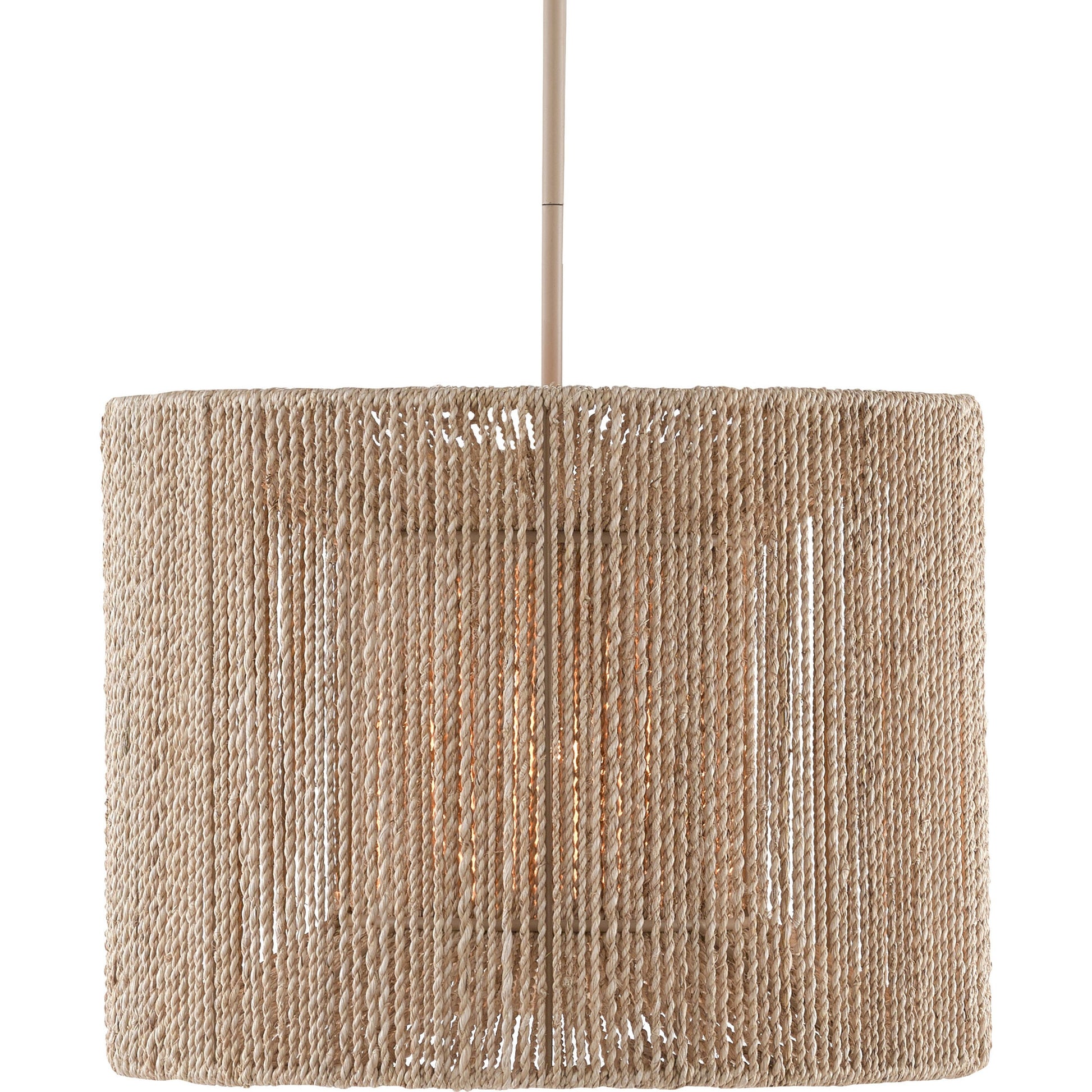Mereworth Chandelier by Currey and Company in natural rope, beige. Made from wrought iron, abaca rope in a coastal style.