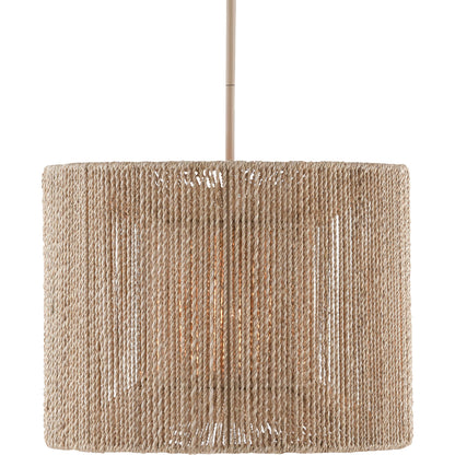 Mereworth Chandelier by Currey and Company in natural rope, beige. Made from wrought iron, abaca rope in a coastal style.