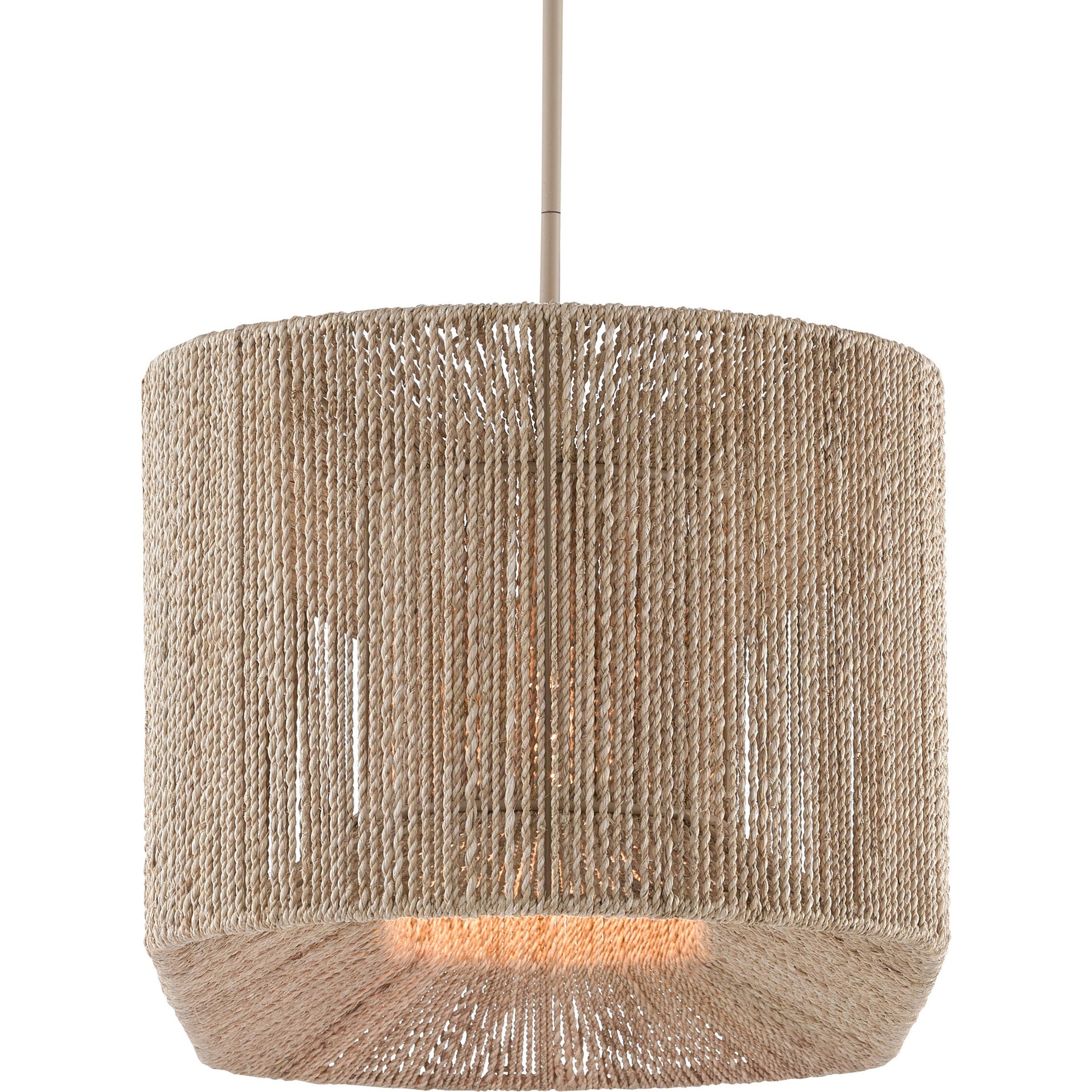 Mereworth Chandelier by Currey and Company in natural rope, beige. Made from wrought iron, abaca rope in a coastal style.