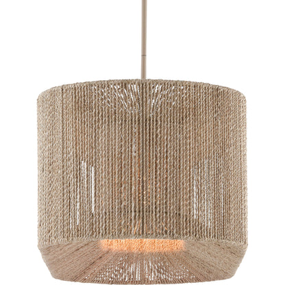 Mereworth Chandelier by Currey and Company in natural rope, beige. Made from wrought iron, abaca rope in a coastal style.