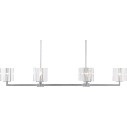 Valerio Chandelier by Currey and Company in silver leaf. Made from metal, optic crystal in a modern style.