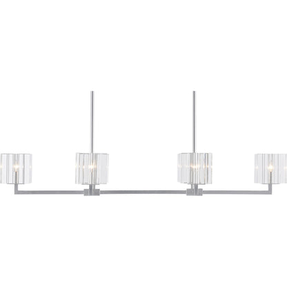 Valerio Chandelier by Currey and Company in silver leaf. Made from metal, optic crystal in a modern style.