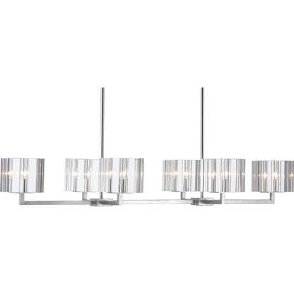 Valerio Chandelier by Currey and Company in silver leaf. Made from metal, optic crystal in a modern style.