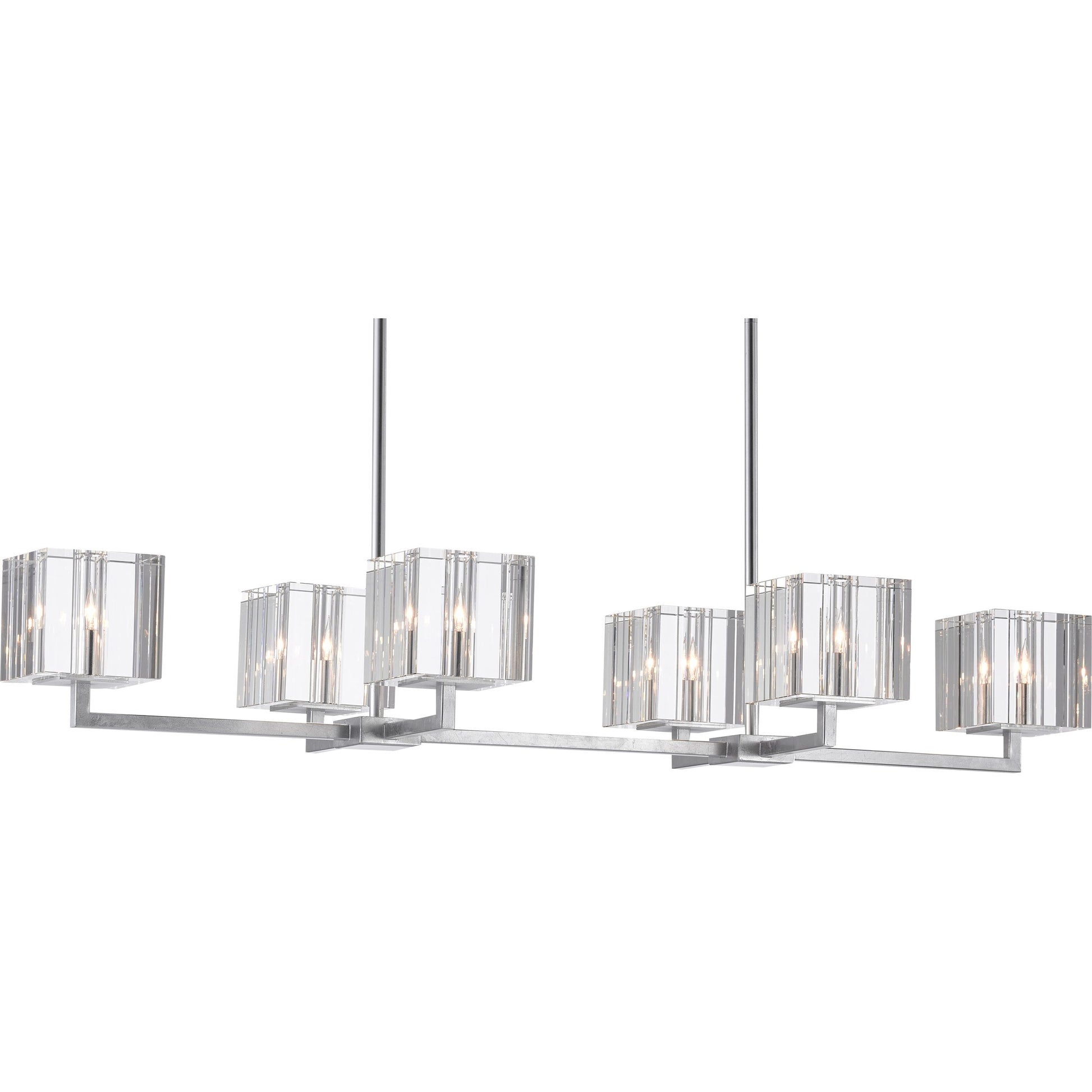 Valerio Chandelier by Currey and Company in silver leaf. Made from metal, optic crystal in a modern style.