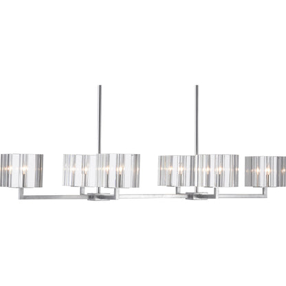 Valerio Chandelier by Currey and Company in silver leaf. Made from metal, optic crystal in a modern style.