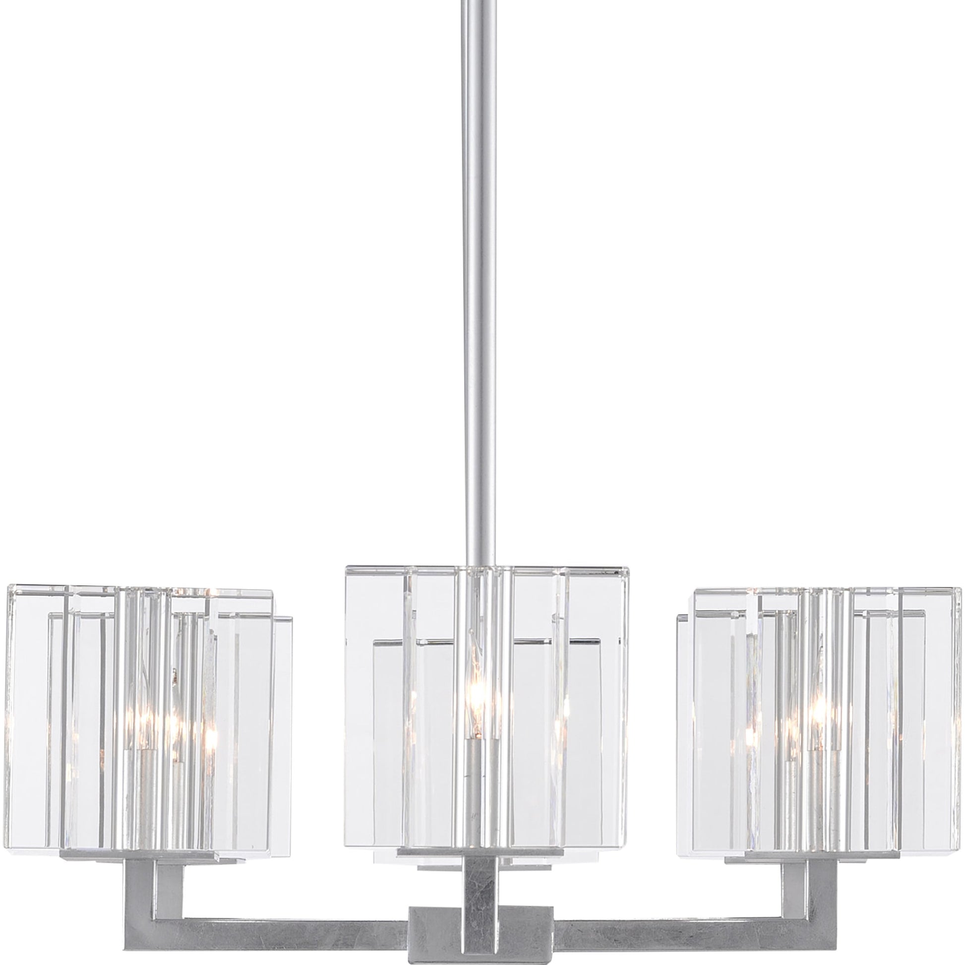 Valerio Chandelier by Currey and Company in silver leaf. Made from metal, optic crystal in a modern style.