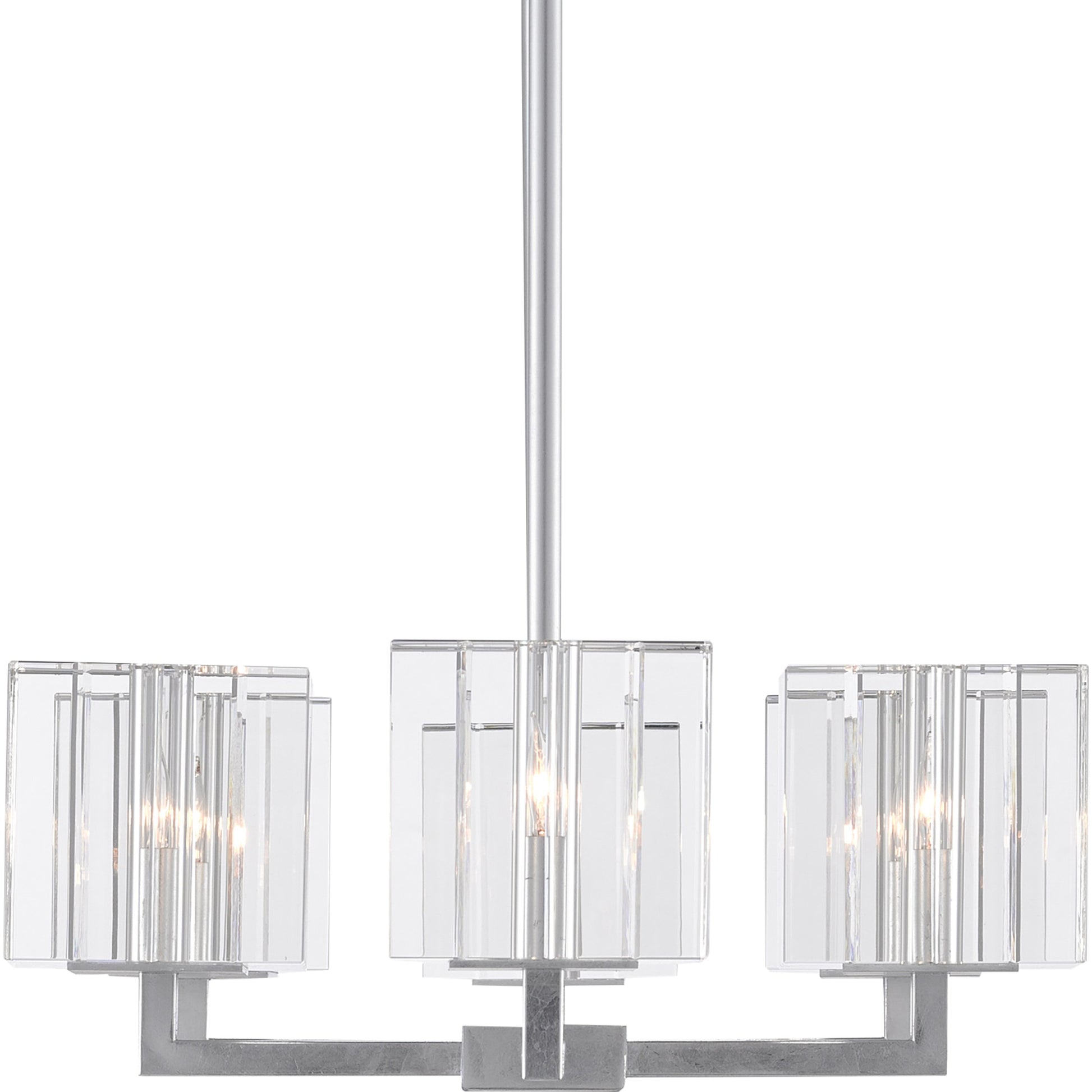 Valerio Chandelier by Currey and Company in silver leaf. Made from metal, optic crystal in a modern style.