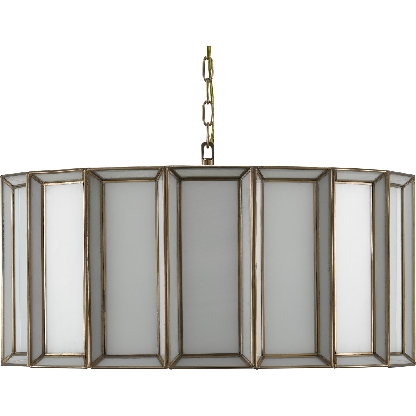 006 SR-890089 | Additional Silo | Daze Pendant by Currey and Company in antique brass, white. Made from brass, iron, milk glass in a modern style.
