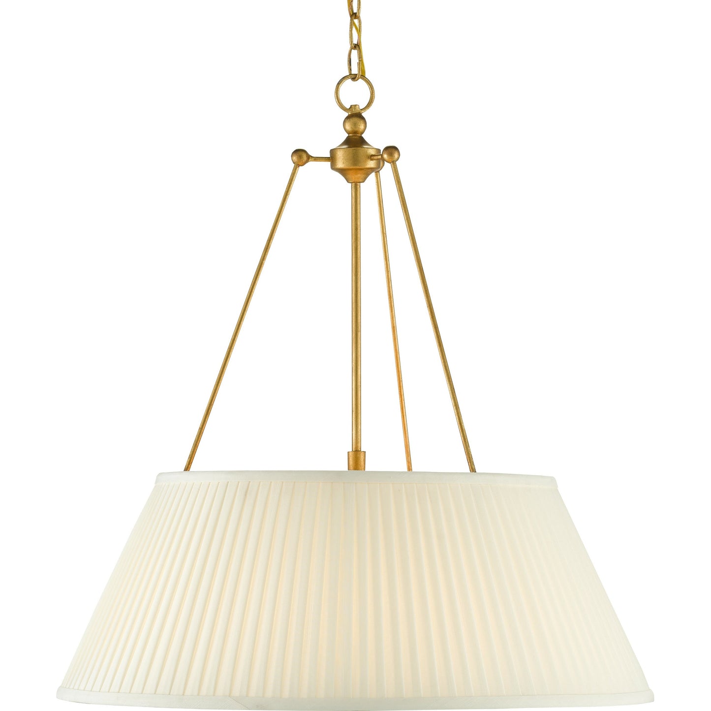 002 SI-1894408 | Additional Silo | Lytham Pendant by Currey and Company in antique gold leaf, white. Made from wrought iron, fabric in a traditional style.
