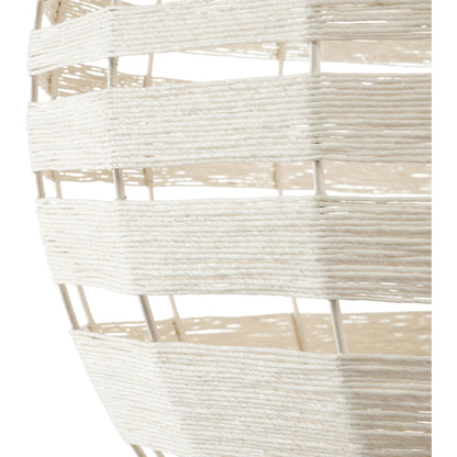 Lapsley Orb Chandelier by Currey and Company in vanilla, white. Made from wrought iron, kraft paper twine, frosted glass in a modern style.