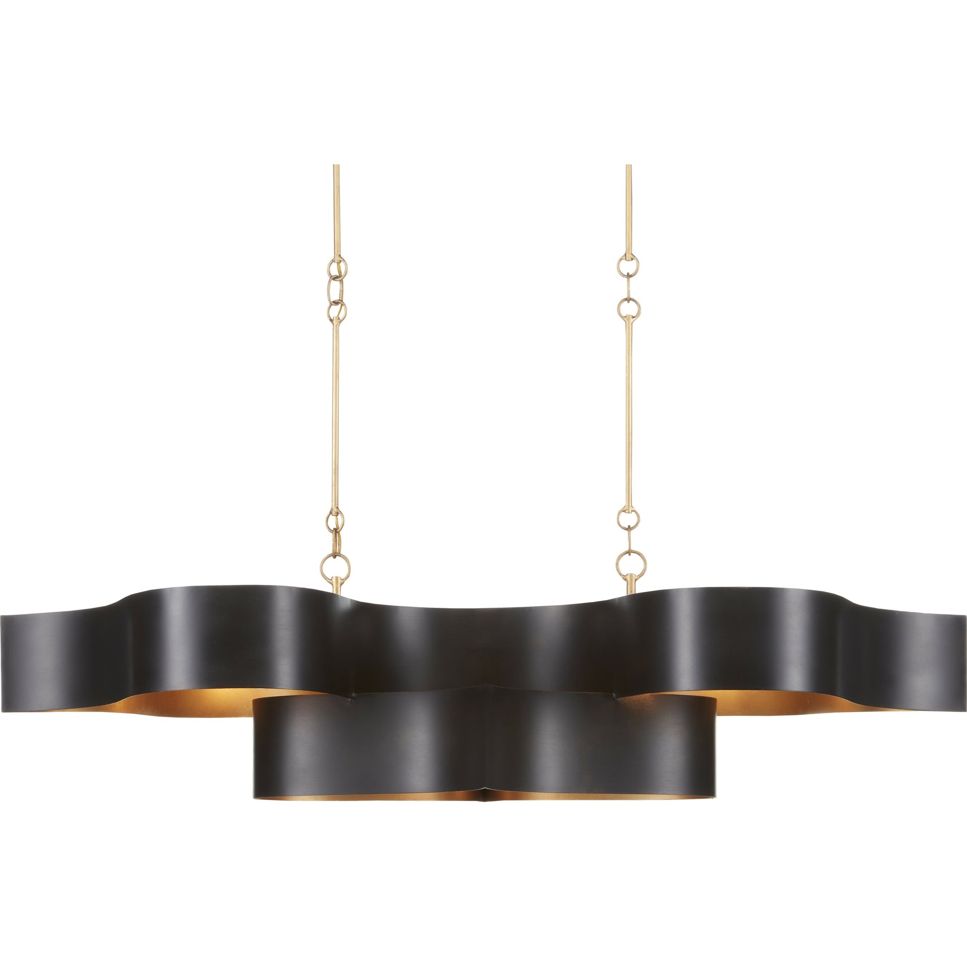 Grand Lotus Oval Chandelier by Currey and Company. Made from wrought iron in a modern style.