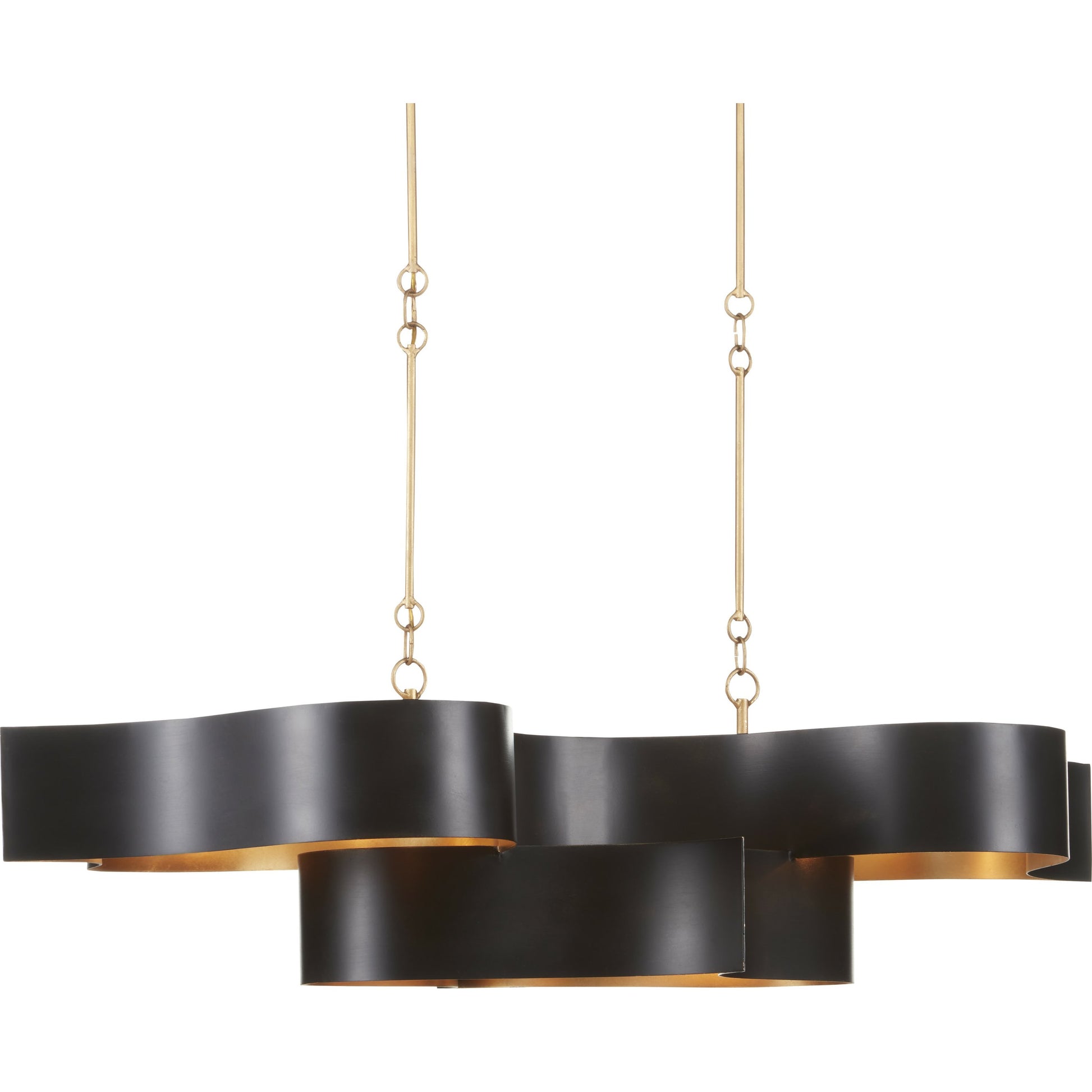 Grand Lotus Oval Chandelier by Currey and Company. Made from wrought iron in a modern style.