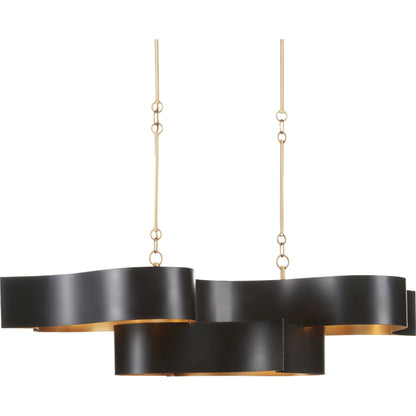 Grand Lotus Oval Chandelier by Currey and Company. Made from wrought iron in a modern style.