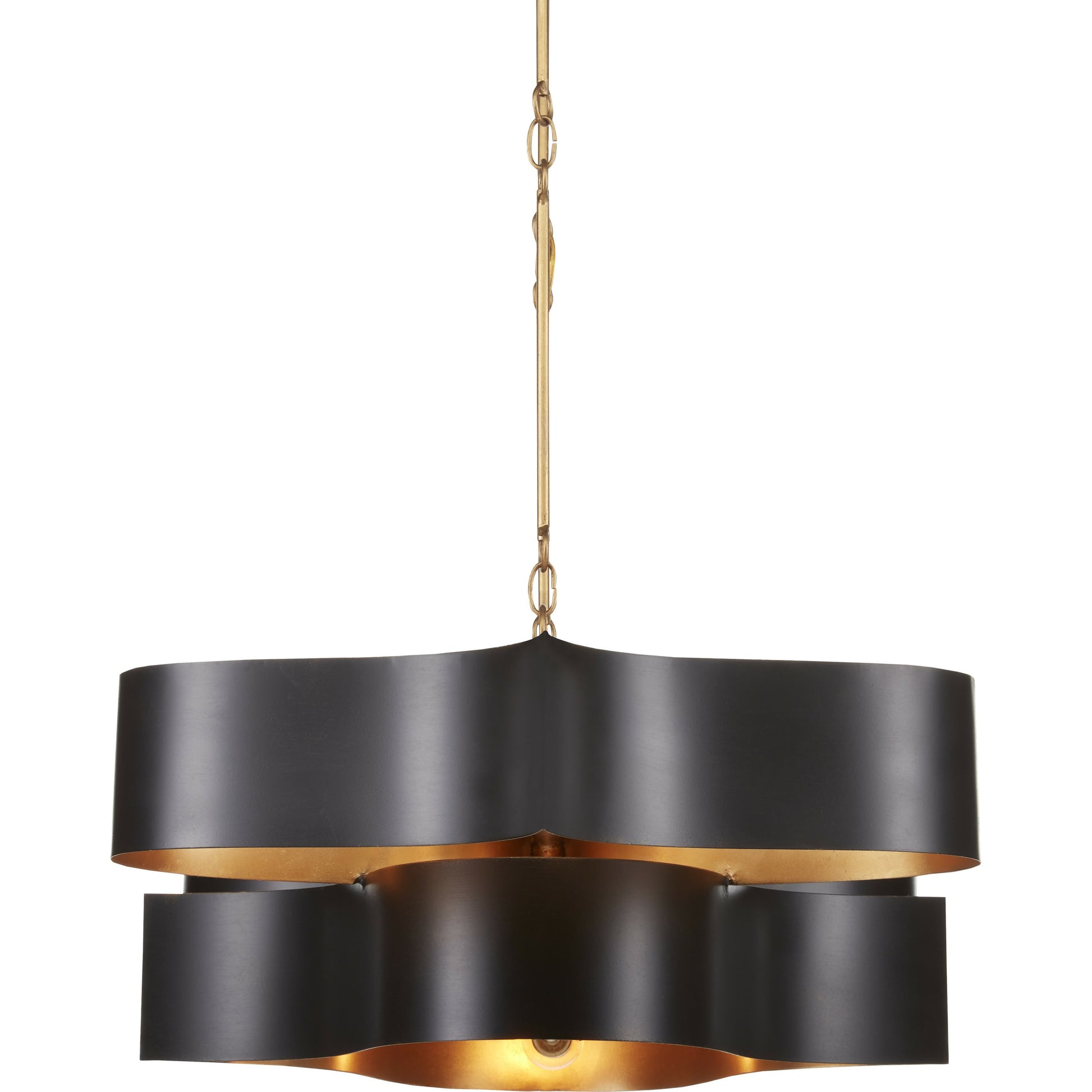 Grand Lotus Oval Chandelier by Currey and Company. Made from wrought iron in a modern style.