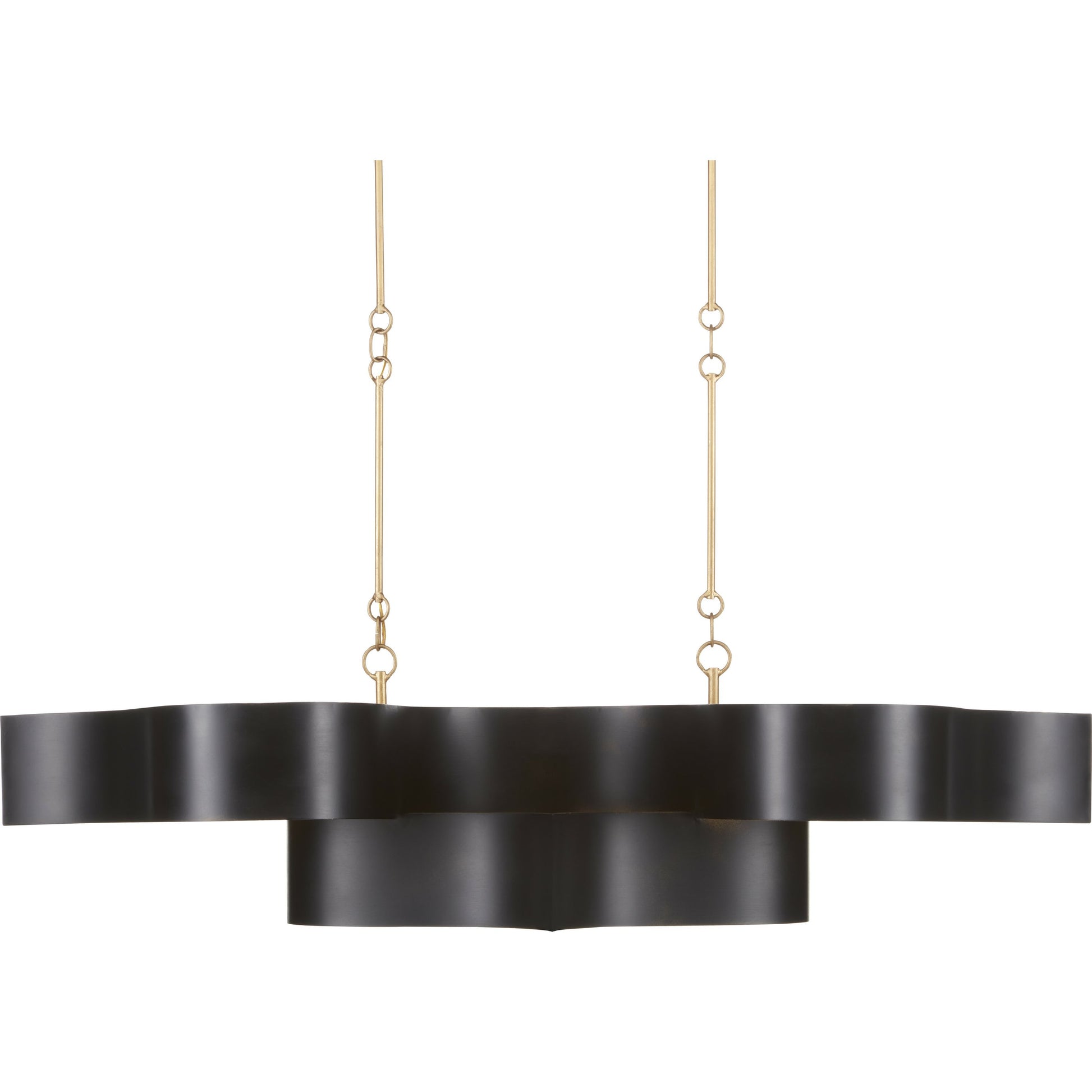 Grand Lotus Oval Chandelier by Currey and Company. Made from wrought iron in a modern style.