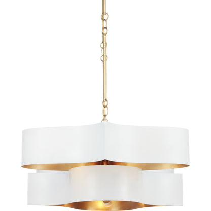 Grand Lotus Oval Chandelier by Currey and Company. Made from wrought iron in a modern style.