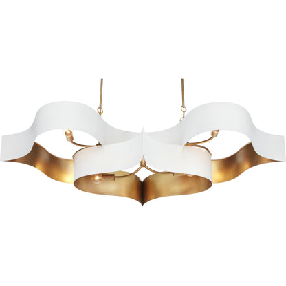 Grand Lotus Oval Chandelier by Currey and Company. Made from wrought iron in a modern style.