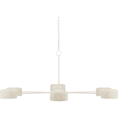 Monreale Chandelier by Currey and Company in white. Made from wrought iron, paper twine in a modern style.