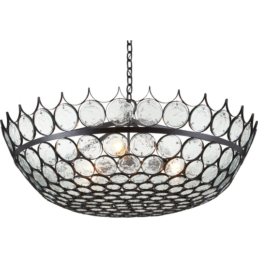 Augustus Chandelier by Currey and Company. Made from wrought iron, recycled glass in a transitional style.
