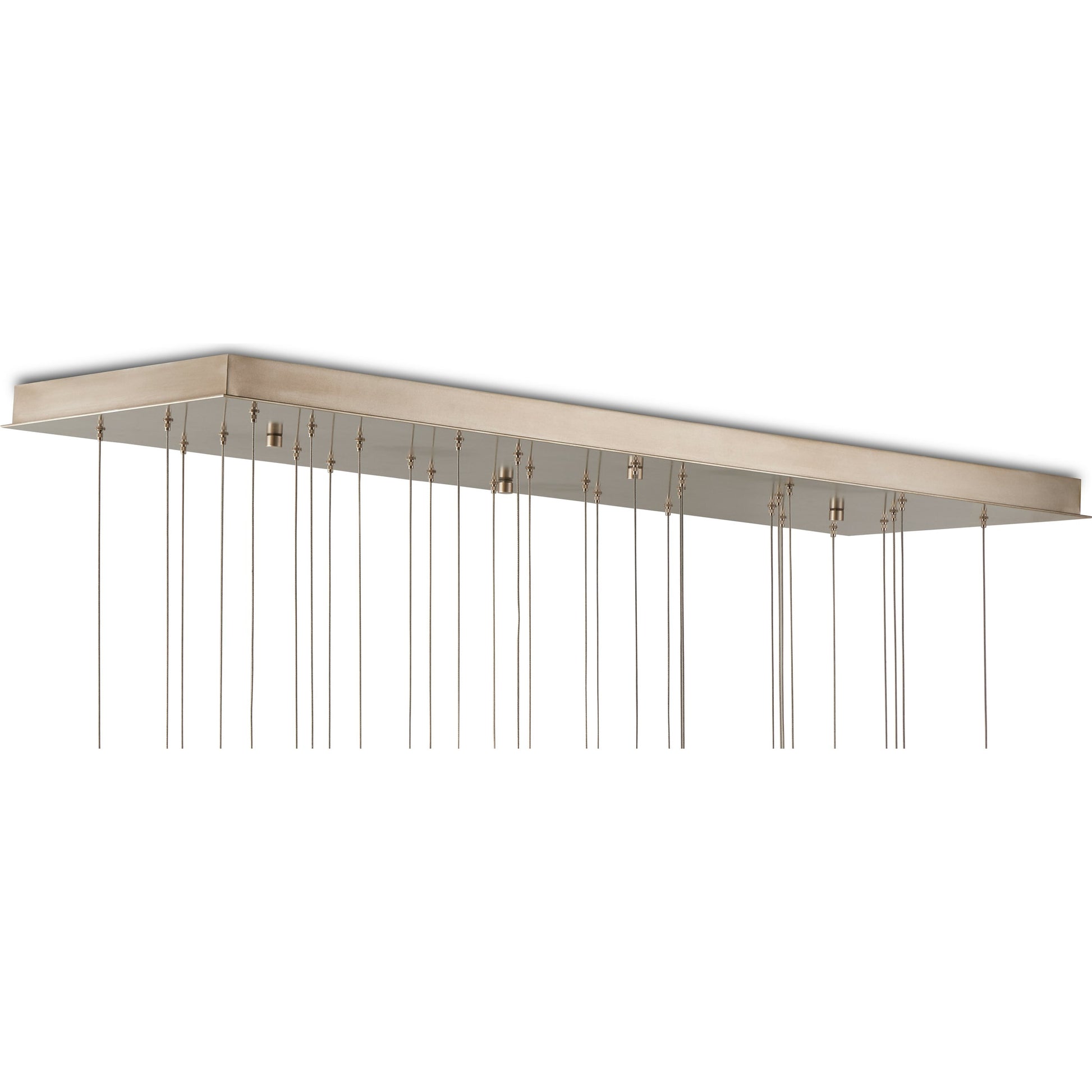 Daze 30-LIGHT Multi-Drop Pendant by Currey and Company in antique brass, white, painted silver. Made from frosted glass in a modern style.