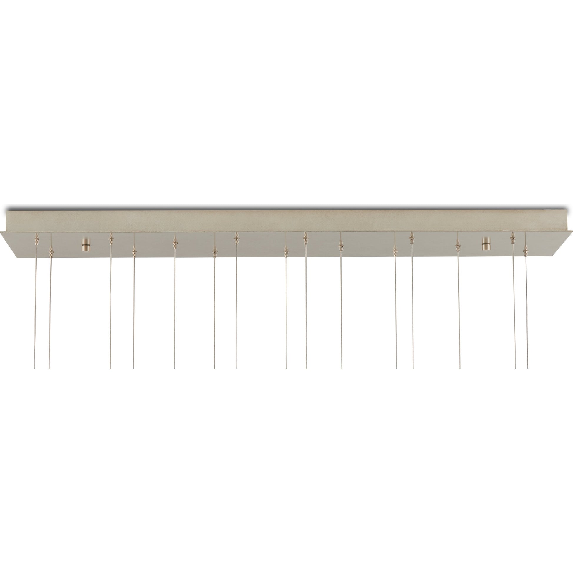 Rame Rectangular 15-LIGHT Multi-Drop Pendant by Currey and Company in copper, silver. Made from antique copper, glass in a transitional style.