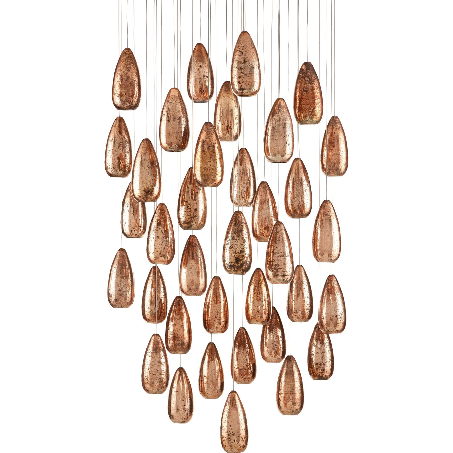 002 SI-1894501 | Additional Silo | Rame 36-LIGHT Multi-Drop Pendant by Currey and Company in copper, silver. Made from antique copper, glass in a transitional style.