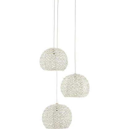 Piero 3-LIGHT Multi-Drop Pendant by Currey and Company in white, painted silver. Made from metal in a transitional style.