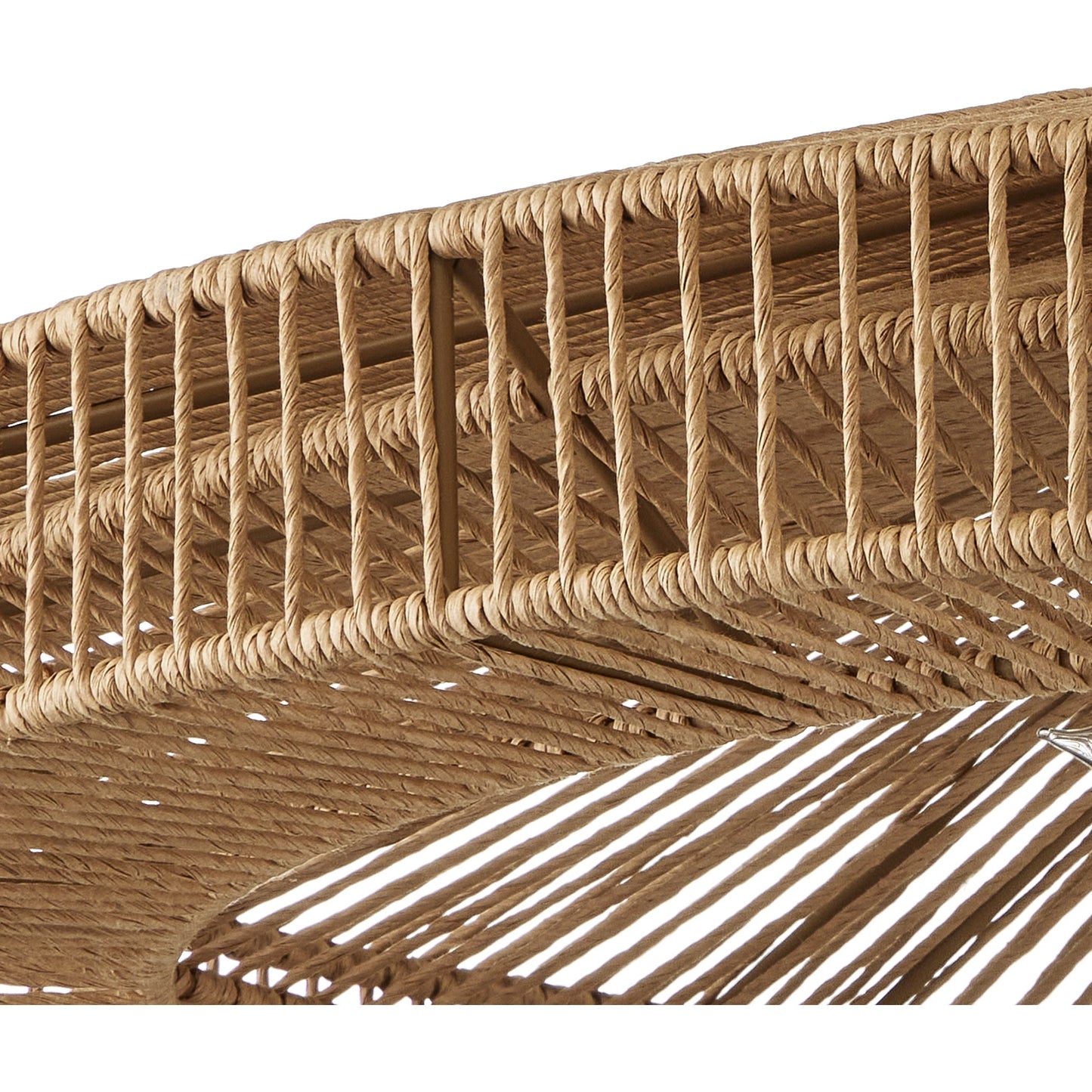 005 SI-1924010 | Closeup | Maldives Chandelier by Currey and Company in natural, satin black. Made from wrought iron, kraft paper twine in a coastal style.