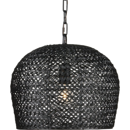 Piero Pendant by Currey and Company in satin black. Made from metal in a cottage & farmhouse style.